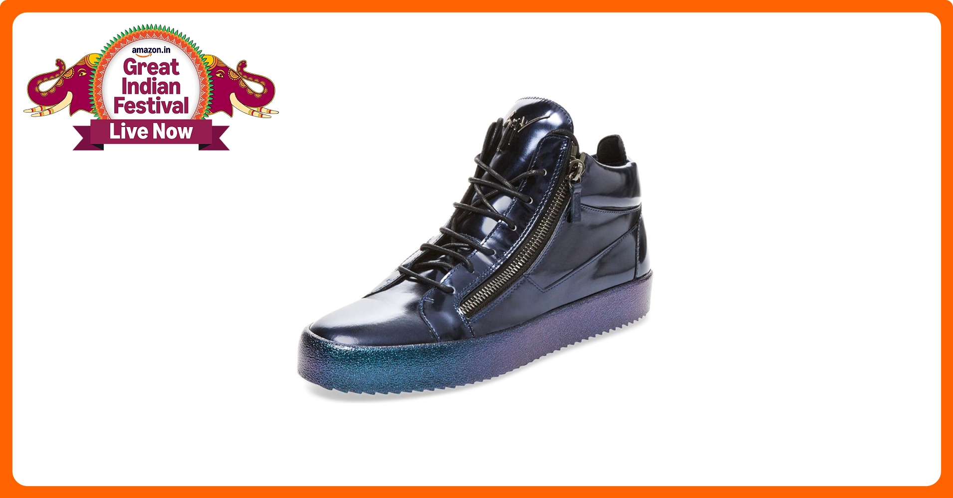 Buy Giuseppe Zanotti Metallic-Blue Leather Zip-Up High-Top